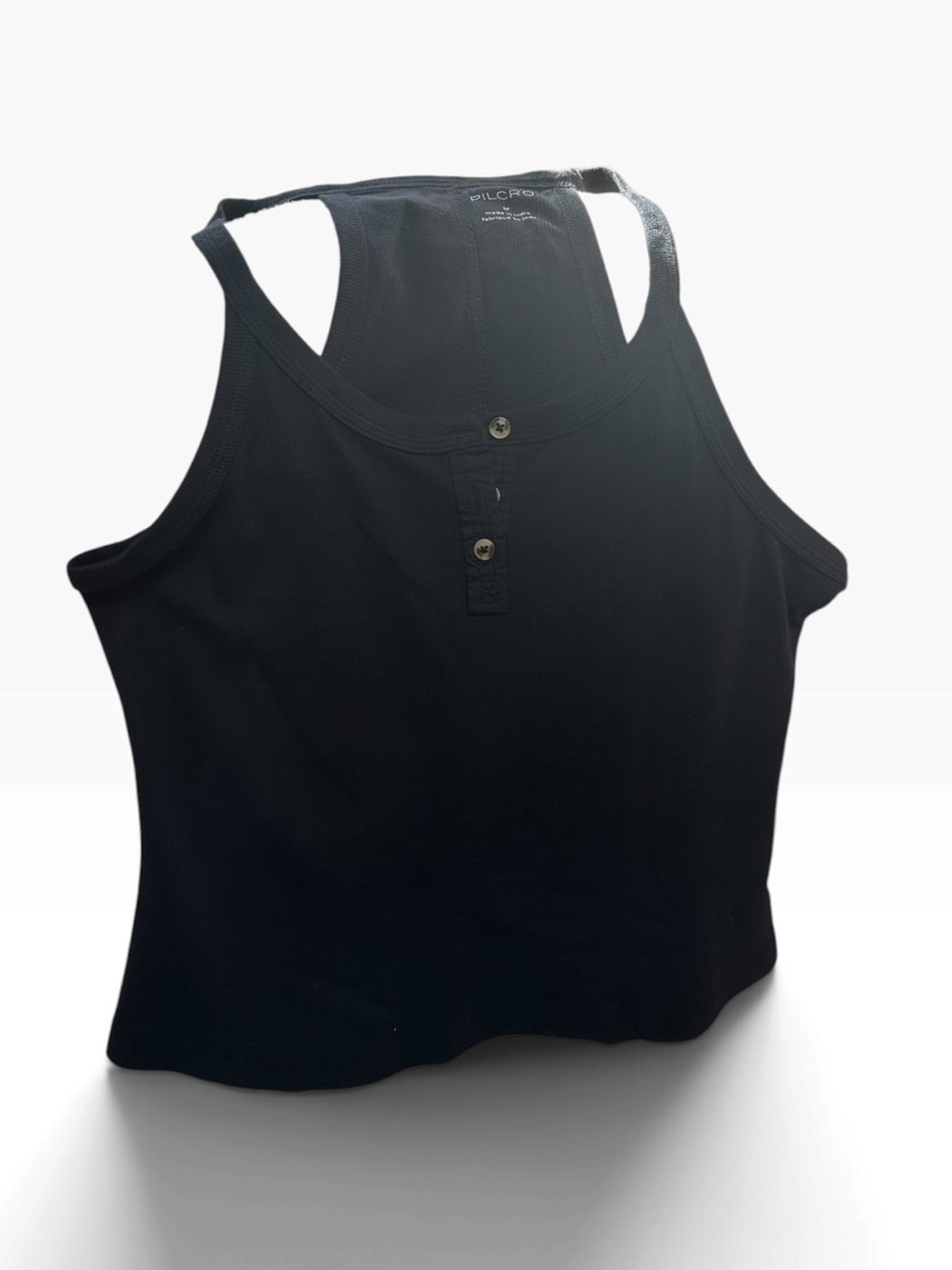 Anthropologie Black Racerback Henley Tank - Women's